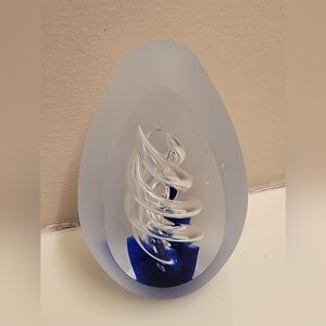 Blue Sprial Frosted Paper Weight